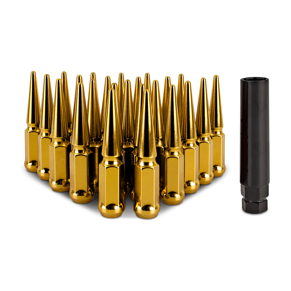 Mishimoto — Mishimoto Mishimoto Steel Spiked Lug Nuts M12 x 1.5 24pc Set Gold
Spiked Lug Nuts - view 7